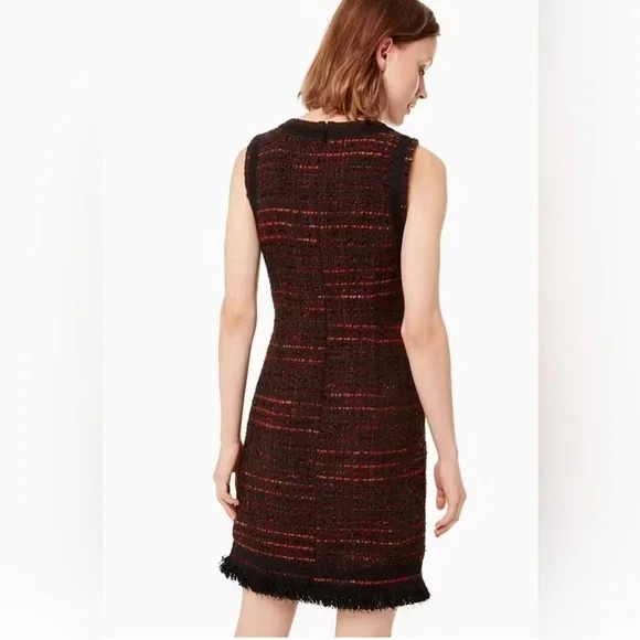 Kate Spade Tweed Sparkle So Foxy Bittersweet Sheath Mini Dress 4 Red Black - Picture 3 of 11